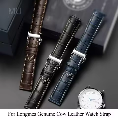 For Longines Master Collection Moonphase Genuine Leather Watch Strap 18/19/20/21/22mm Development Cl