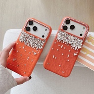 Orange Sparkle Diamond Phone Case for IPhone 17 Air 17 Pro Max 17pro 17air 17promax Protective Cover
