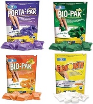 Snacko RV Tank Deodorizer Bundle Includes 4 Packs of Walex Enzyme Cleaner. One pack and 10ct each; Alpine Fresh, Tropical Breeze, Porta Pak Lavender Breeze, and one pack 5ct of Walex Elemonate.