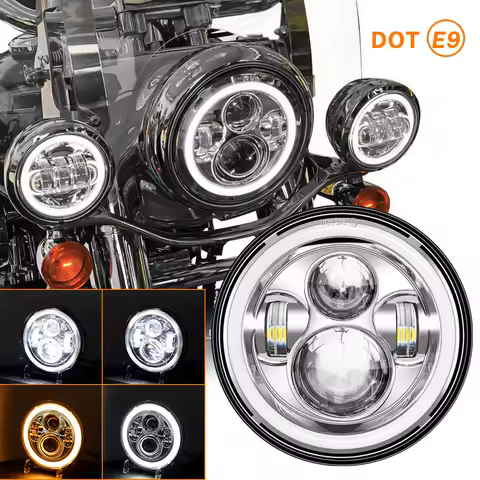 Motorcycle 7Inch LED Headlight White Halo Angle Eyes Led Headlamp For Urban 4X4 Suzuki Samurai Wrang