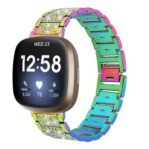 Colorful Diamond metal watchband For Fitbit Versa 3 versa 4 Bling stainless steel strap for fitbit s
