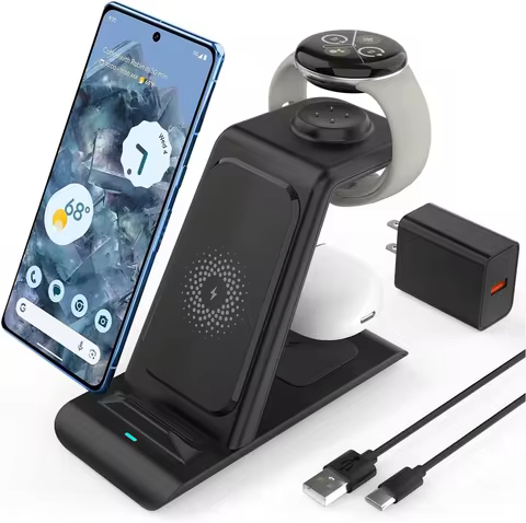 Upgraded 3 in 1 Wireless Charger Compatible with Google Pixel Watch 3/2 Wireless Charging Station fo