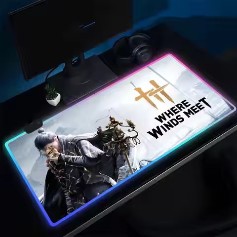 Where Winds Meet Mouse Pad Anime Gaming Mouse Pad LED Table Pads Backlit Rubber Desktop XXL RGB Desk