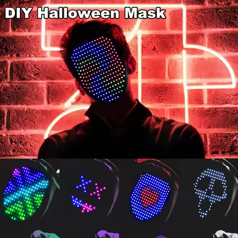 New Halloween LED Mask Gesture Light Mask Face-changing Induction Party Performance Atmosphere Props