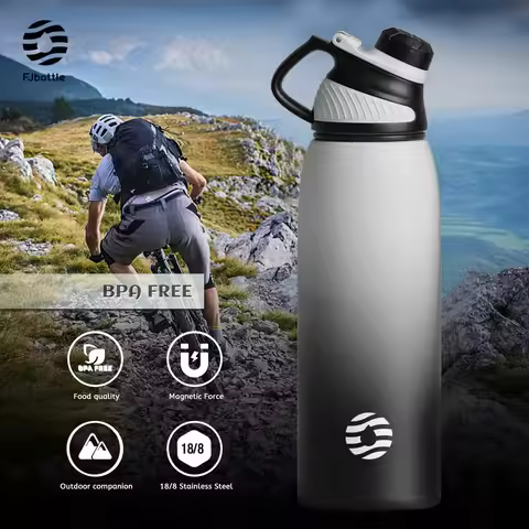 FEIJIAN-Stainless Steel Thermo Bottle with Magnetic Lid, Insulated Vacuum Flask, Outdoor Sport Water
