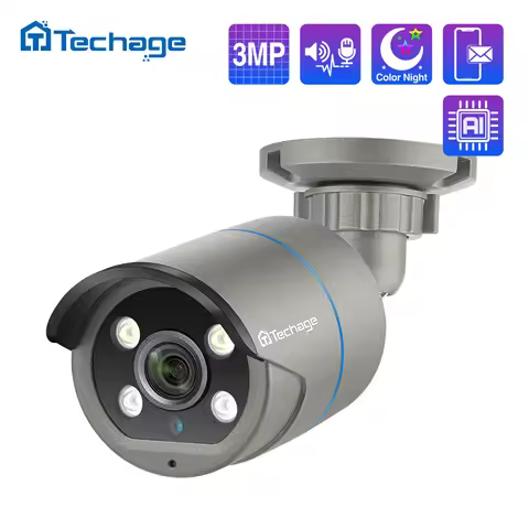 Techage 4MP Two Way Audio POE IP Camera H.265 IP66 Waterproof Outdoor Video CCTV Security Surveillan