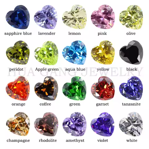 Multicolor Heart Shape Size 3x3mm~12x12mm Loose Cubic Zirconia Stone 5A Zircon CZ Synthetic Gemstone