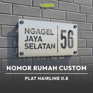 Hairline Stainless Steel House Number 0.8 | No House Cutting Plate | Custom House No. | Minimalist M