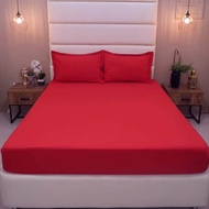 Plain Red Cotton Bedsheet With free 2pillow Case