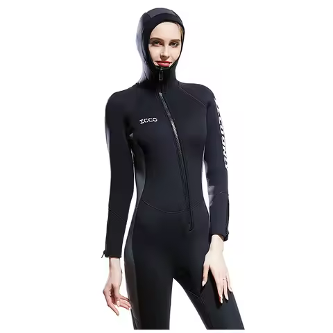 ZCCO Winter Women 5MM Neoprene Hood Wetsuit Full Body Diving Suit Snorkeling Scuba Spearfishing Deep