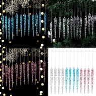 Christmas Icicle Acrylic Clear Ice Crystal Hanging Ornaments Winter Decor P0i7
