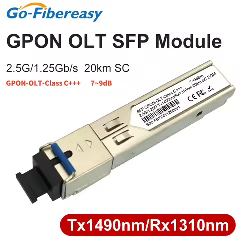 SFP GPON OLT 2.5G/1.25G C+/C++/C++++ 3/5/7/8/9dBm 20km SC/UPC PON Optical Module 1490/1310nm Compati