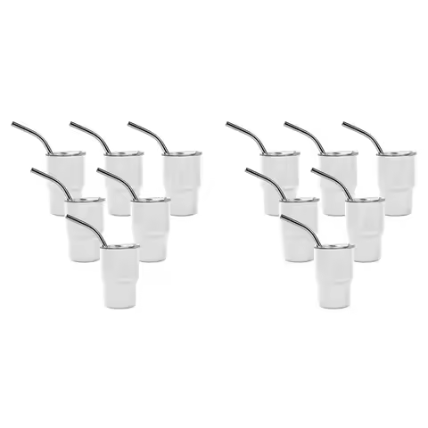 ABUL-12PCS Mini 3Oz Tumbler Shot Glass With Straw And Lids , Sublimation Double Layer Shot Glasses S