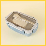 其他品牌 - （藍）三格密封便當盒 便當盒 塑膠餐盒 可微波爐加熱 分格沾料