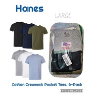 Hanes Men's T-Shirt, Moisture-Wicking Cotton Crewneck Pocket Tees 6Pack large