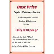 Printing Service Available Size A4(Front and back)