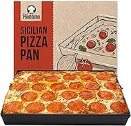 Chef Pomodoro Sicilian Deep Dish Square Pizza Pan, 13.2 x 13.2 Inch, Non-stick Aluminum, Focaccia Cr