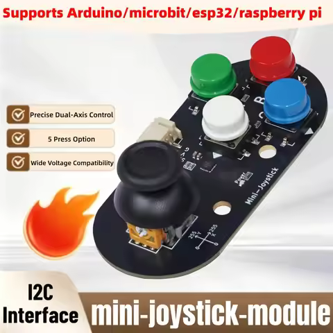 Mini I2C Joystick Gamepad Module for Arduino/Raspberry Pi – 4 Buttons (A/B/C/D) X/Y Dual-Axis Contro