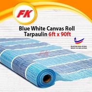 Kanvas Biru Putih / Blue White Canvas Roll Tarpaulin 6 Feet x 90 Feet
