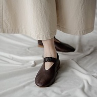 簡單優雅 軟若無物 奶奶鞋 修長版 手工製 羊皮 巧克力色