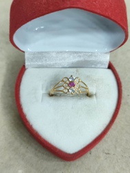 cincin lebar mata 3 merah putih 1/2 gram emas muda