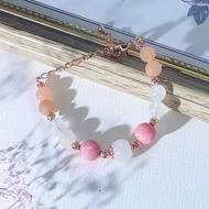 月亮石  月光石 薔薇輝石  水晶手鏈 天然石 生日禮物 愛情