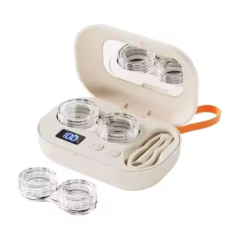 Portable Ultrasonic Contact Eye Cleaning Case Rechargable Lens Washer Kit For Disposal Soft Lens, RG
