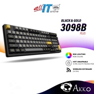 Akko Black & Gold 3098B Plus Hot-swappable Wireless Mechanical Keyboard with RGB Backlight, PBT Keyc