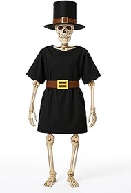 Tarpop Halloween 12 ft Skeleton Outfit Set Giant Skeleton Pilgrim Costume Includes Black Jazz Hat Pi
