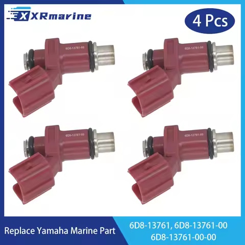 4 Pcs Fuel Injectors 10 Holes 6D8-13761-00 for Yamaha 4 Stroke F 75 80 90 100 HP Outboard Engine 6D8