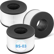 3 Pek Penapis Gantian HEPA Sejati BS-03 H13 untuk PARTU BS-03 dan Slevoo BS-03 HEPA, Penapis Udara H