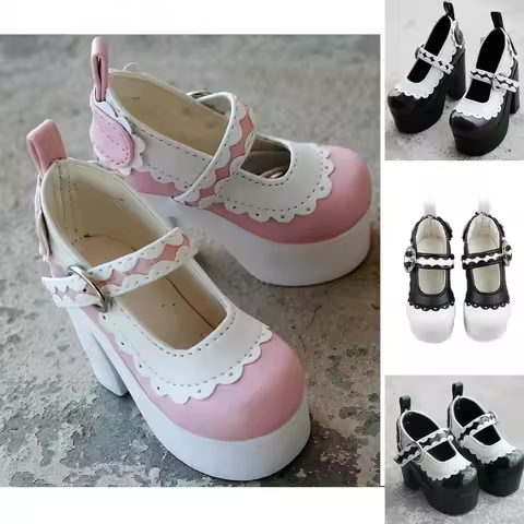 [wamami] 55# Pink/White/Brown/Black 1/4 MSD 1/3 SD DZ AOD BJD Dollfie High Heels Leather Shoes