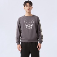 ESP เสื้อสเวตเตอร์ลายเฟรนช์ชี่ ผู้ชาย สีเทาเข้ม | Frenchie Textured Sweater I 03942