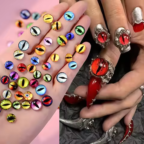 100/50/10pcs Devil Eyes Gothic Nail Art Charms Colorful Dragon/Snake /cat Eyes Resin Nail Decoration