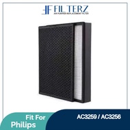 Filterz fit Philips FY3433 FY3432 AC3252 AC3254 AC3256 AC3259 Composite HEPA and Carbon Filter [Comb