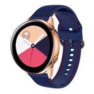 全城熱賣 - 適用於三星 Galaxy Watch5 40mm/44mm / Watch5 Pro 雙色車線硅膠錶帶（午夜藍）