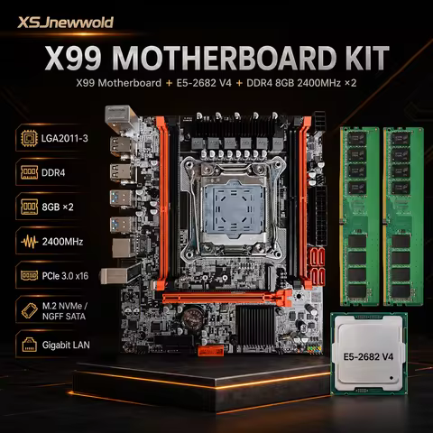X99 Motherboard Kit E5-2682 V4 CPU 16GB DDR4 2400MHz 2x8GB Combo Set