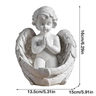 In stock Prayer Candle Holder Praying Sleeping Angel Statues White Wings Vintage Candlestick for Hom