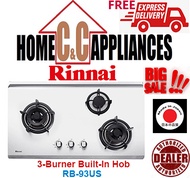 RINNAI  RB-93US 3 Burner Built-In Hob | Stainless Steel Top Plate | FREE DELIVERY |