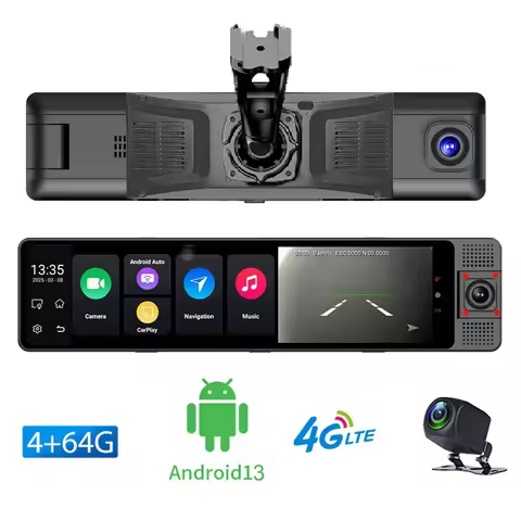 Rearview Mirror Dash Cam 3 Channel With Special Bracket Car Cameras Android 13 OS 8 Core 4G RAM+64G 