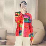 Womens Printed Top and Skrit Pleated Set