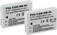 NB-5L Replacement Battery 3.7V 1400mAh Set for Canon S110 SX200 SX210 SX220 SX230 IS HS IXUS 850 870