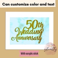 50th Anniversary cake topper custom cake topper wedding anniversary cake topper