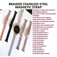 Braided Stainless Steel Magnetic Strap - Fossil Gen 6 Hybrid Gen 5 Gen 5E 44mm Gen 4 Fossil Q Gen 3,