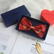 Men Tie.Bow Tie Gift Box Happy Character Wedding Groom Wedding Groomsmen Men Bow Tie Red Print Festi