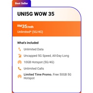 Unifi Mobile Prepaid SIM+Unlimited 4G/5G Unlimited Calls to all network SATU BULAN 30DAY