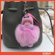 [ezbuy] Doll Keychains Fluffy Sleeping Baby Multi-colored Knitted Hat Wear Baby Key Ring for Women