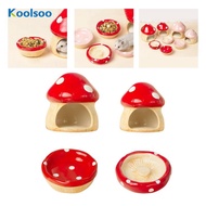 [Koolsoo] Ceramic Hamster House Mushroom Shaped Hamster Hideout Food Feeding Bowl for Ferret