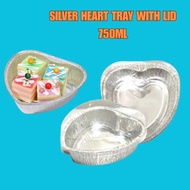 750ml Heart Shaped Aluminum Pan With Lid Heart Tray 6.75x6.75x2 inches HC170