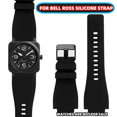 34 * 24mm For Exquisite Needle Buckle Silicone Watchbands for Bell Ross BR01 Series Soft Waterproof 